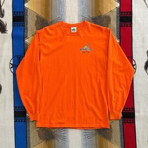 Vintage Peace Frogs Long Sleeve T-Shirt Size Medium Double Sided Orange Tie Dye